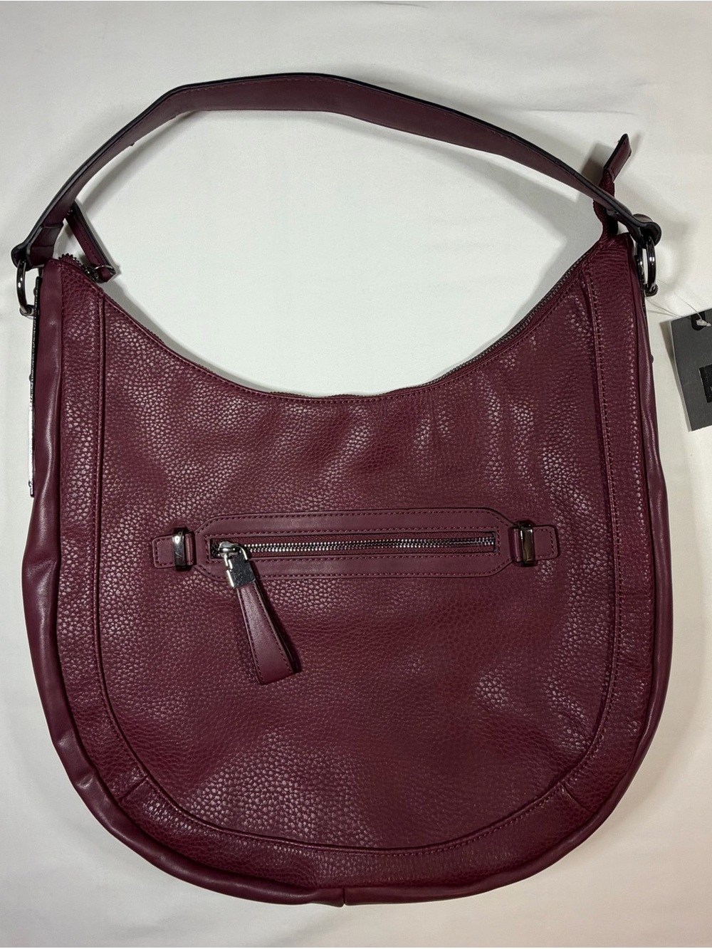Mossimo Supply Co. Burgundy Pebbled Hobo with Front Zip Pocket and Single Strap